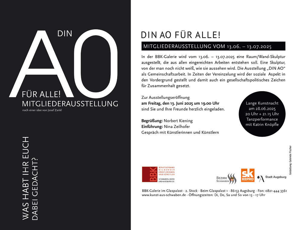 Banner Vorankündigung der Ausstellung Metamorphosen Kunstverein Landsberg e. V. im Oktober 2022 in der Orangerie in München