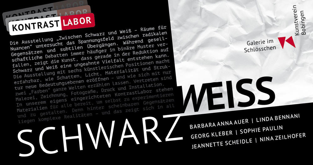 Banner schwarzweiß Gruppenausstellung Kunstverein Bobingen 2026